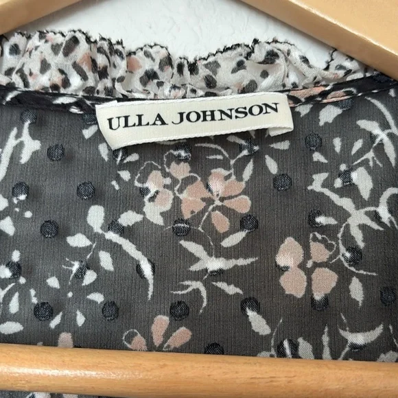 Ulla Johnson Essie dress in Noir size 2 Black and White Floral Blouse - Picture 5 of 10